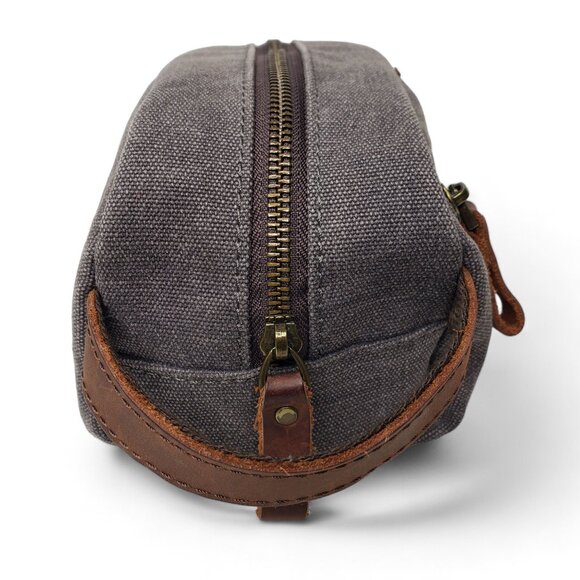 Newhey Attache Bag Canvas Zip Around Leather Strap Travel Toiletry Holder - Picture 5 of 10